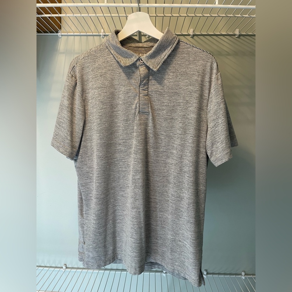 01.Algo Performance Quick-Dry Men’s Polo Large Grey Striped
